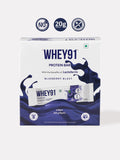Whey91 Blueberry Blast Protein Bar, 20g Protein & 8g Fibre per bar, Immunity Enhancing Lactoferrin, No Added Preservatives, No Artificial Flavours, (Pack of 6 Bars) 390g
