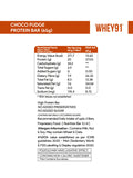Whey91 Choco Fudge Protein Bar, 20g Protein & 7.9g Fibre per Bar,  Immunity Booster Lactoferrin, No Added Preservatives, No Added Sugar,(Pack of 6 Bars) 390g