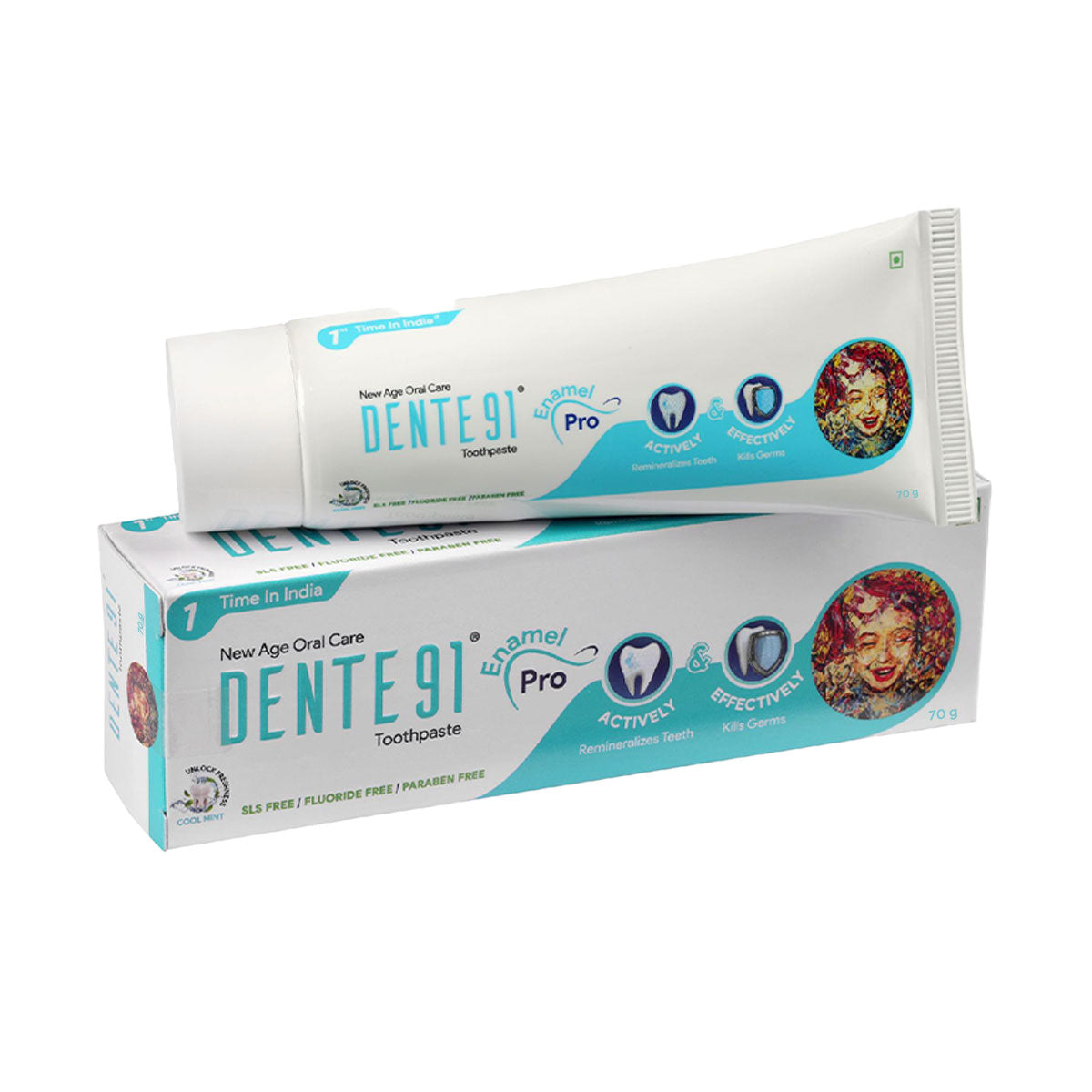 Dente91 Cool Mint Toothpaste, Strengthens Enamel, Repairs Cavities, Remineralizes Teeth , Sensitivity Relief, SLS Free, Fluoride Free, Paraben Free, Pack of 1, 70g